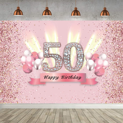 50. Geburtstag Deko-Set Rosegold – Mit Folienballons, Latexballons, Banner & Tortenaufleger