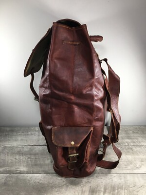 ブラウンレザー バックパック Men's 1980 Genuine Leather Backpack Sports Gym Yoga Rucksack