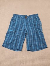 Columbia Shorts Mens 34 Blue Plaid Omni Shield Outdoor