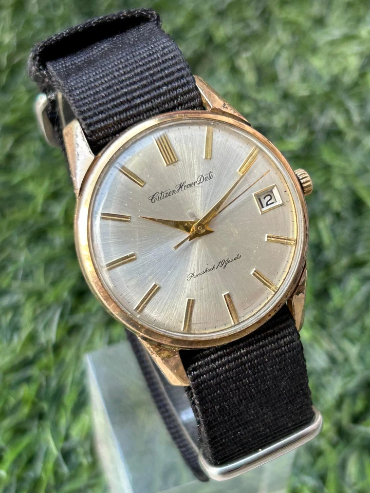 Reloj Pulsera Hombre Vintage Citizen Homer Fecha Parashock Cuerda Manual 19 Joyas Foto 4 de 4