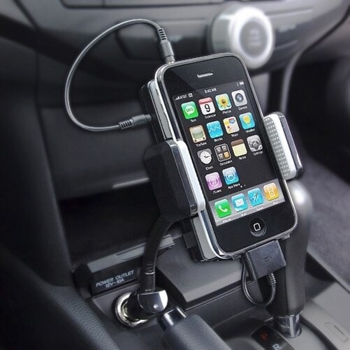 FM Transmitter Car Mount Charger Holder USB Port Rotating DC for SmartPhones