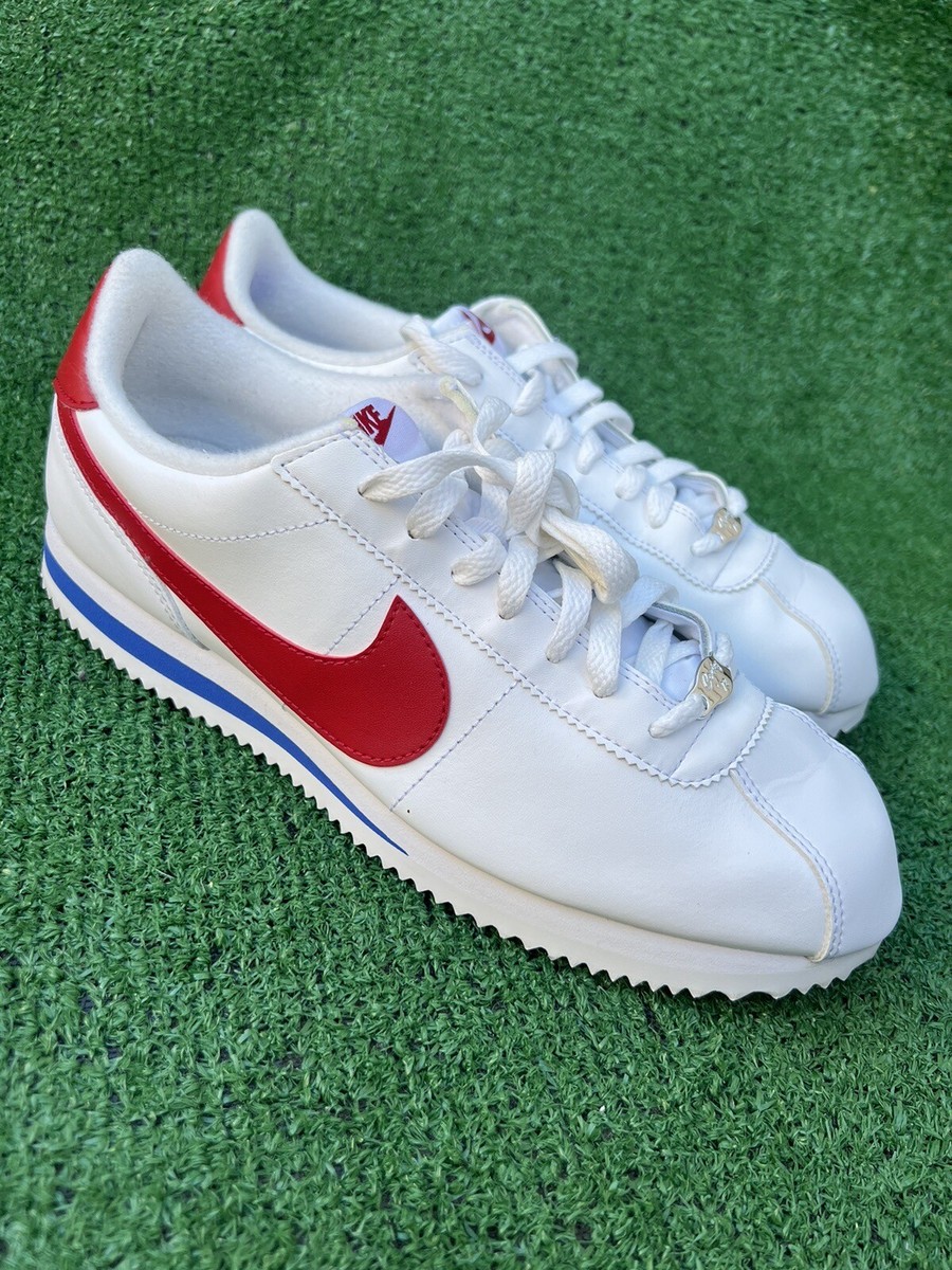 Nike Cortez Basic Leather Forrest Gump Mens Shoes White Red Size