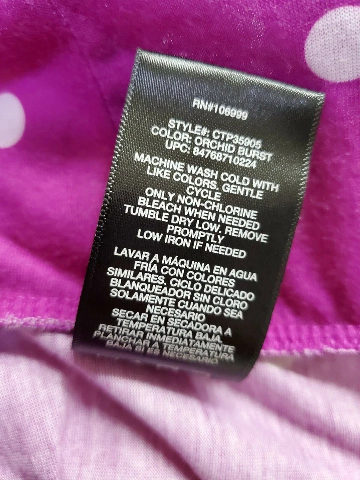 Camisa Catalina Feminina Saia Cobertura Tamanho 2X 18W/20W Roxa Branca Bolinhas - Imagem 3 de 4