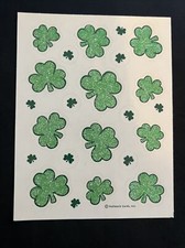 Vintage Hallmark Glitter Shamrocks ST. Patrick  s Day Sticker Sheet
