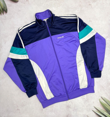 Vintage 90s Adidas Track Jacket Purple & Dark Blue D7 - 186