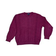 Vintage Tosani Sweater Men's Large Dark Red V Neck Knit Biggie Granny Core Style