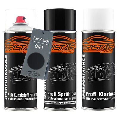 Autolack Spraydosen Set für Kunststoff Stoßstange für Audi 041 Schwarz Noir