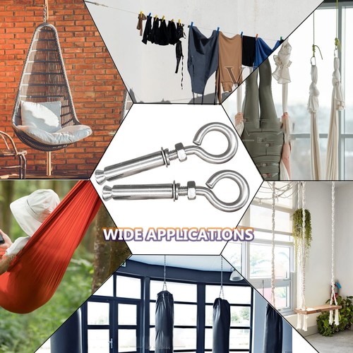 5/16"X4-3/16"Expansion Concrete Wall Anchors Eyebolt Screw,Heavy Duty Stainless - Picture 7 of 8