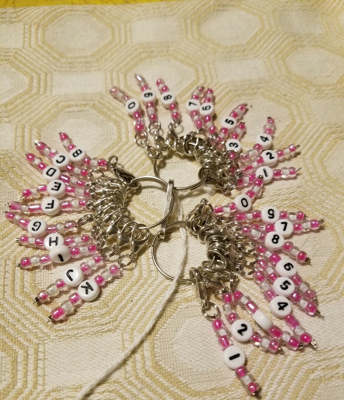 &nbsp;Crochet/Knitting Stitch Markers Pink Ste of 3{1 letters, 2 numbers}
