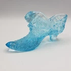 Vintage Fenton Glass Shoe Slipper Ice Blue Daisy & Button Cat Head