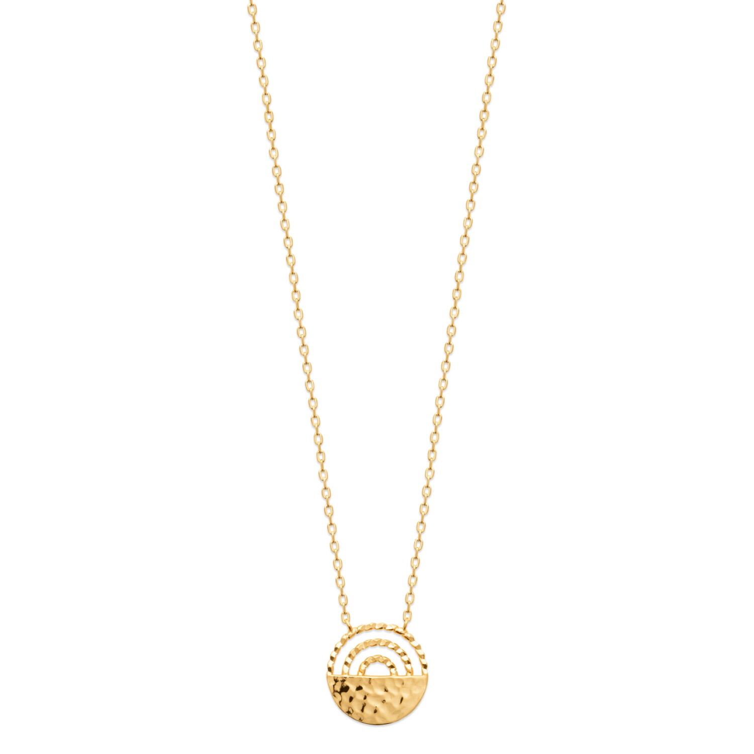 Collier demi martelé en plaqué or 750/000 au fini artisanal d'exception