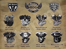 Harley Engines of Past  Metal Sign 9" x 12" or 12" x 16"