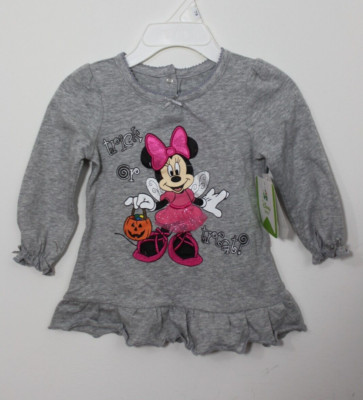 12M Minnie Mouse Halloween Camisa Bebé Gris Truco o Trato Disney Infantil
