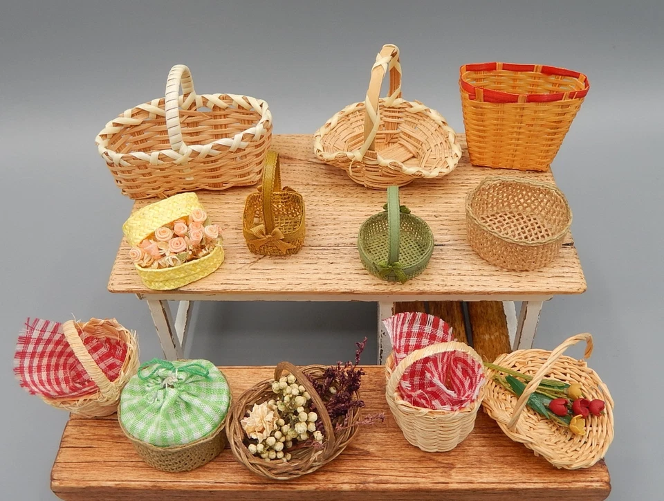 Vintage Baskets Lot Dollhouse Miniature 1:12 - Image 2 of 4