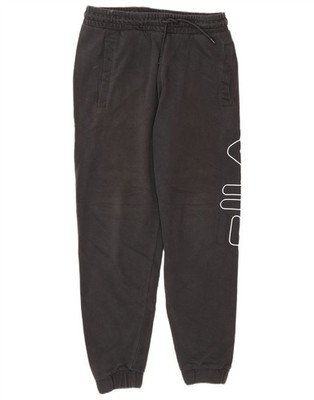 FILA Womens Graphic Tracksuit Trousers Joggers UK 6 XS Black BN11