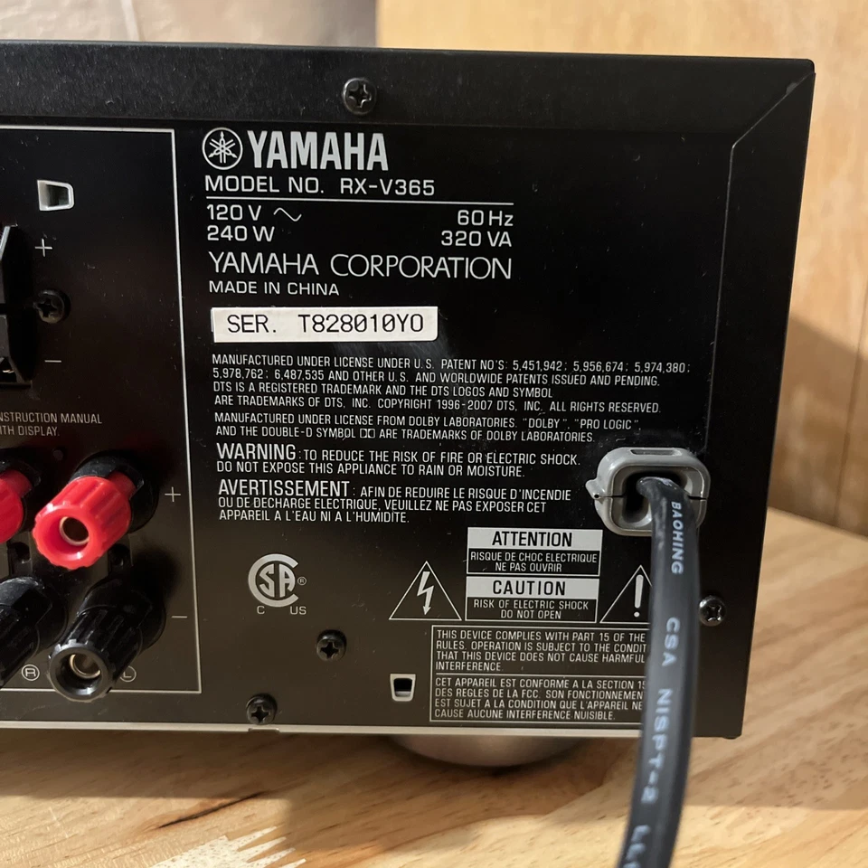 Yamaha RX-V365 AV Receiver HDMI 5.1-CHANNEL Natural Sound Dolby Digital - Image 2 of 2