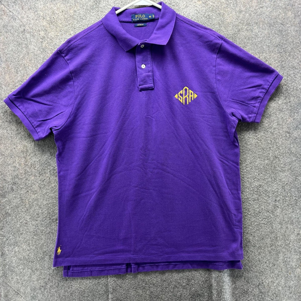 Polo Ralph Lauren Polo Shirt Mens XL Purple Custom Fit Monogram