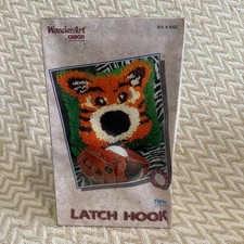 Vintage WonderArt Tiger Latch Hook Rug Kit 12  x12  Sealed