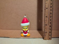 Looney Tunes Tweety Bird wearing Santa Outfit Christmas Ornament Hard Plastic