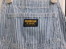 OSHKOSH    SIZE 3T SUN WASHED BLUE 7 WHITE STRIPED RAILROAD / OVERALL