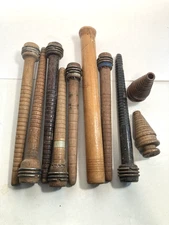 Wood Bobbins Spools Industrial Style 3"-10" Wooden Quills Mixed Lot-10