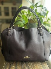 Coach Pebbled Leather Shoulder Bag Burgundy Turn Lock Purse READ Strap Wear