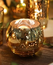 Volens 12pc Gold Votive Round Candle Holders For Centerpieces For Any Occasion
