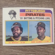 Bill Madlock Buddy Solomon 1982 Topp #696 Pittsburgh Pirate Batting Pitch Leader