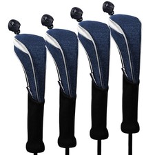 4 Pack Nylon Long Neck Golf Hybrid Club Head Covers with Dial No. Tag CTMT-03...