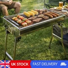 Portable Stainless Steel Charcoal BBQ Grill, Folding Campfire Grill for Outdoors