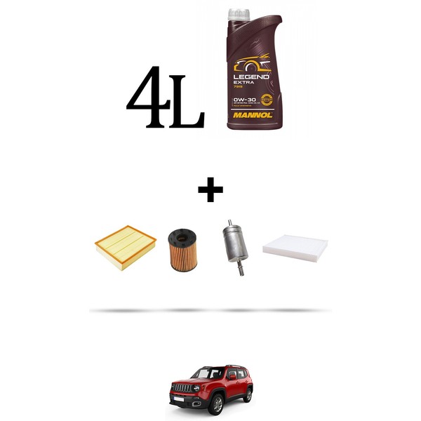 Hoffcar Wartungskit 4 Filter Und 4L ÖL FüR Jeep Renegade (Bu) 1.4 Multiair 125-image