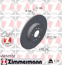 2x ZIMMERMANN Bremsscheibe SPORT Z 450.5211.52 für LANDROVER DISCOVERY L550 VAN