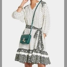 Knox Rose Boho Peasant Dress Ivory Black Feminine Size M Ruffle Cottagecore