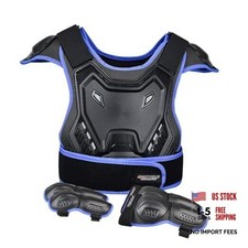 Kids Motorcycle Armor Suit Youth Dirt Bike Gear with Elbow Guard Knee Shin Blue