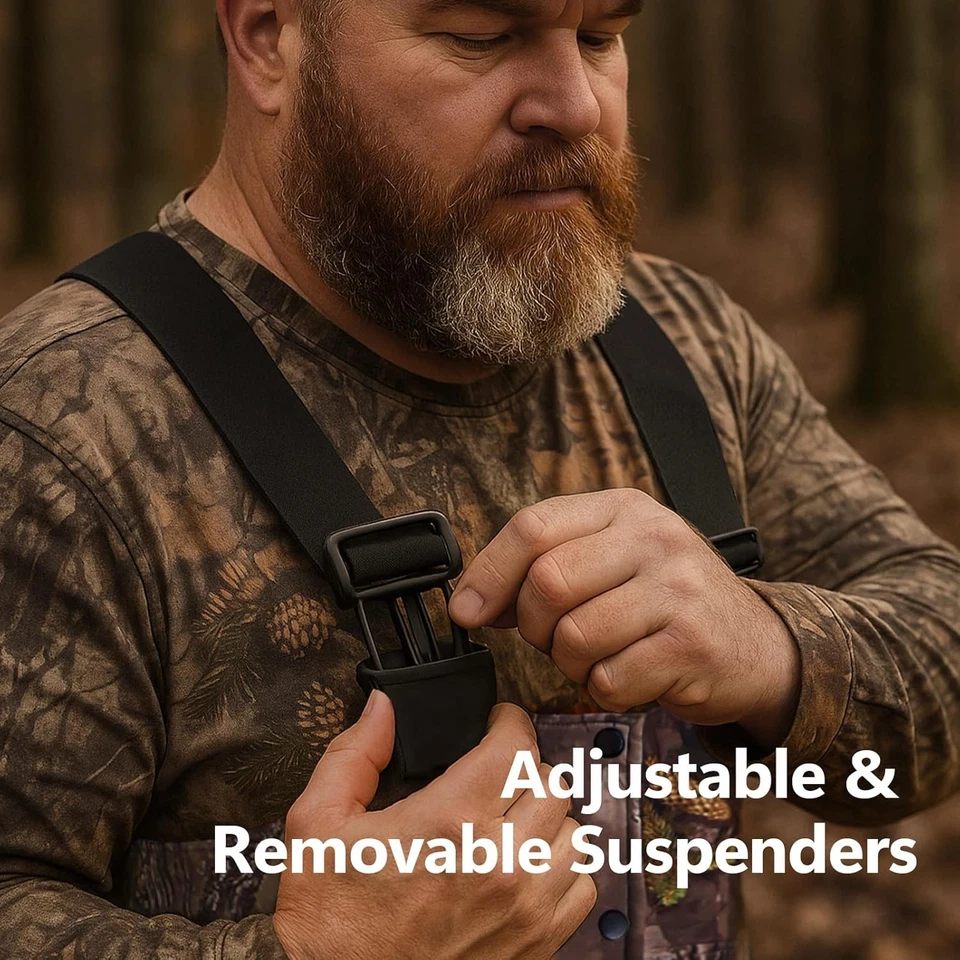 Insulated Hunting Bibs for Men, Silent Camo Bibs with Fleece Lining - Image 3 of 4