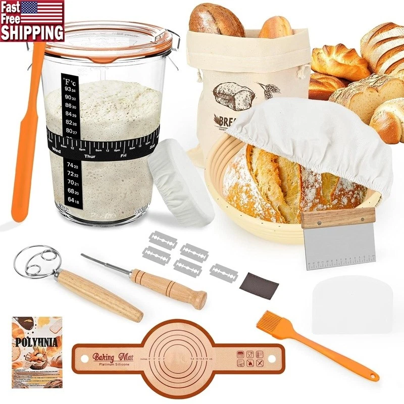 Sourdough Bread Making Supplies Starter Jar Silicone Tools Bread Baking Set New