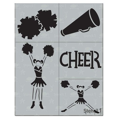 Cheerleading 4Pack Set - Attractive & Durable Quality Reusable Stencils for P...
