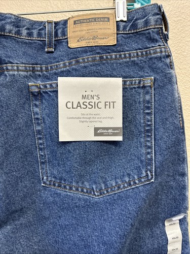 VTG NWT Eddie Bauer Men's Classic Fit 40x30 Denim Jeans Cotton Workwear - Picture 3 of 5