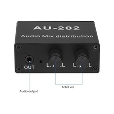 2 Inputs 2 Outputs 3.5mm Stereo Audio Mixer Distributor for Headphone Power AMP