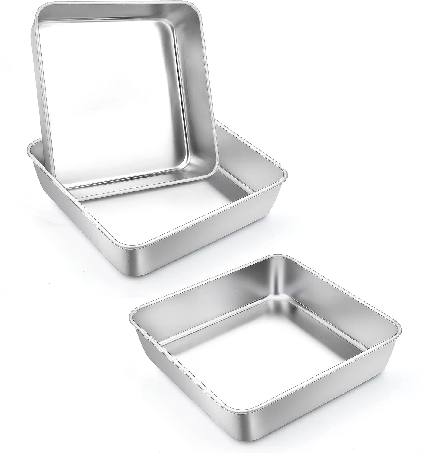 6 In Square Cake Pan, Stainless Steel Mini Square Lasagna Cake Brownie Pan for B