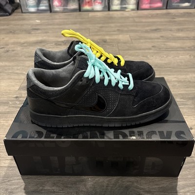Nike Dunk Low Ducks of a feather, Oregon PE, Size 10.5,  All black, TRIED ON