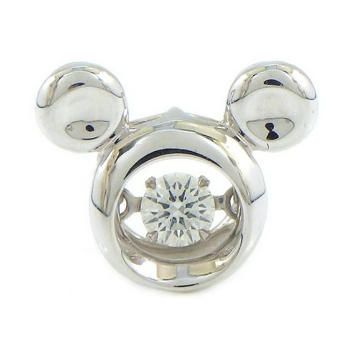 Fine Jewelry Pendant Top Disney Mickey Mouse Moving Diamond 750(18K) White Gold