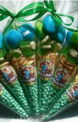Personalisierte vorgefüllte Pixel Minecraft süße Kegel Partytüten Gastgeschenke