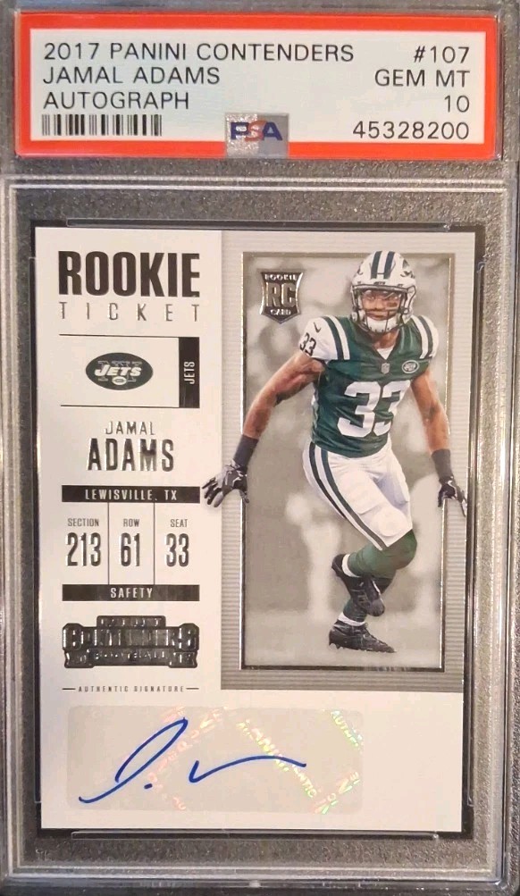 2017 PANINI CONTENDERS ROOKIE TICKET JAMAL ADAMS RC AUTO PSA 10 VIKINGS  POP 11
