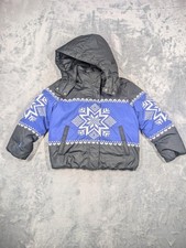 Polo Ralph Lauren Jacket Girls 6 Black Blue Hooded Puffer Snowflake Fair Isle