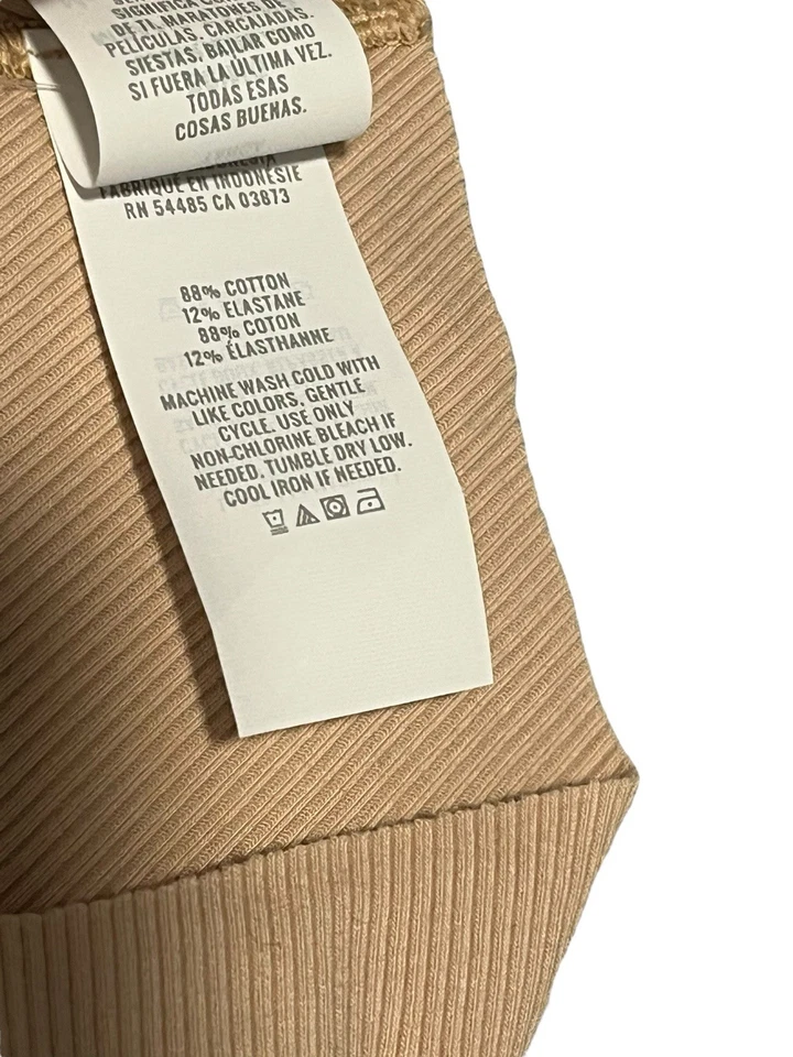 Conjunto de 2 bragas de tanga Aerie para mujer medianas lisas beige acanaladas elásticas nuevas con etiquetas Foto 4 de 4