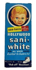VINTAGE HOLLYWOOD SANI-WHITE SHOE POLISH BOX GREAT GRAPHICS Advertising