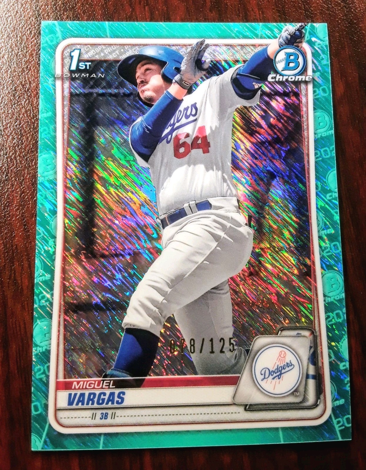 2020 Bowman Chrome Prospects Aqua Shimmer Refractor /125 Miguel Vargas #BCP-131