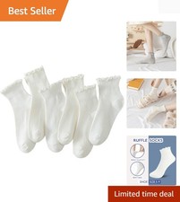 Adorable Ruffle Turn-Cuff Ankle Socks for Women - 6 Pairs, For All Occasions