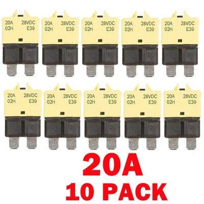 10PC 20A Car Manual Circuit Breaker Blade Fuse 12V/24V Resettable Boat Marine US